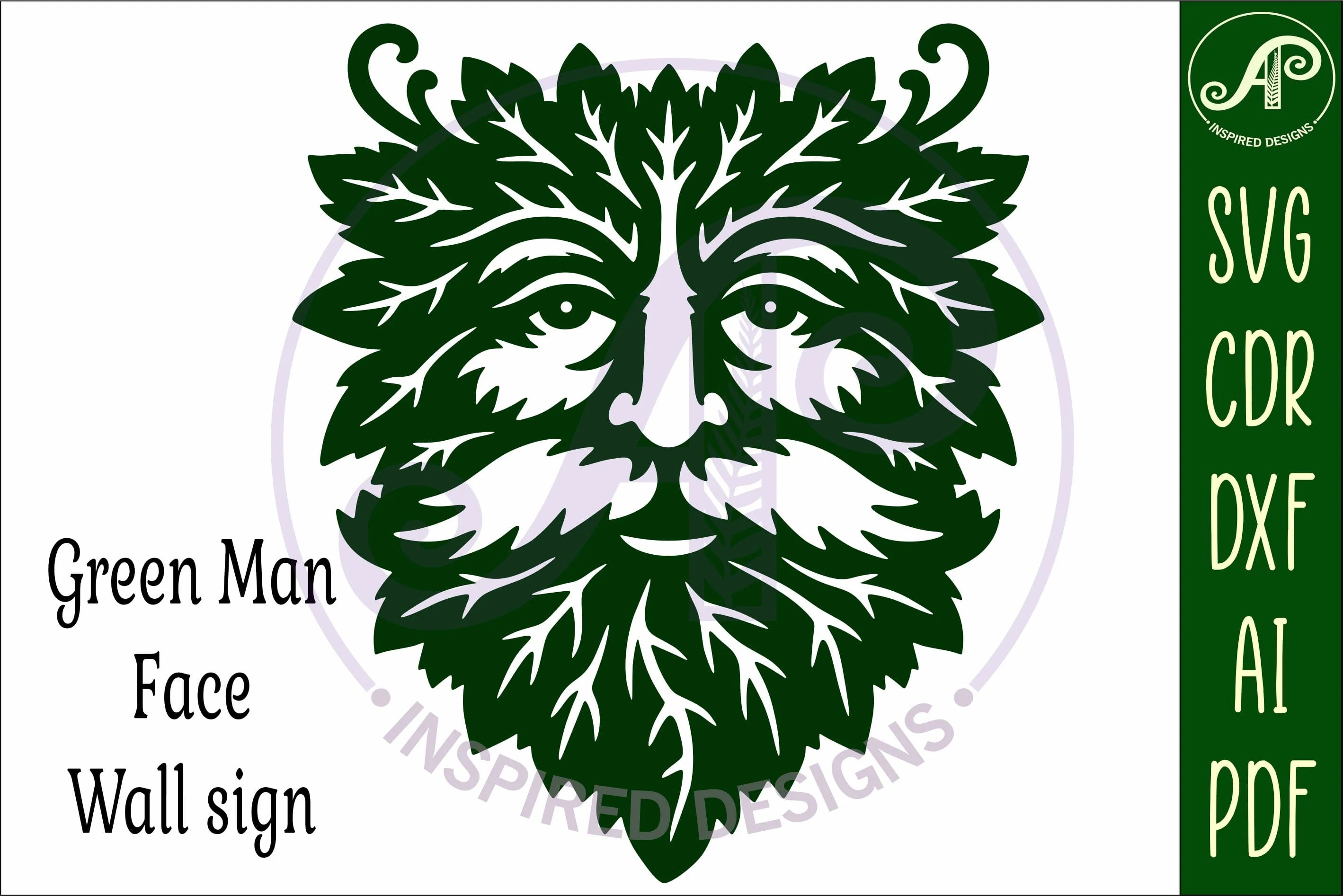 Green Man Wall Art SVG, Greenman Face Laser Cut File - Image 4