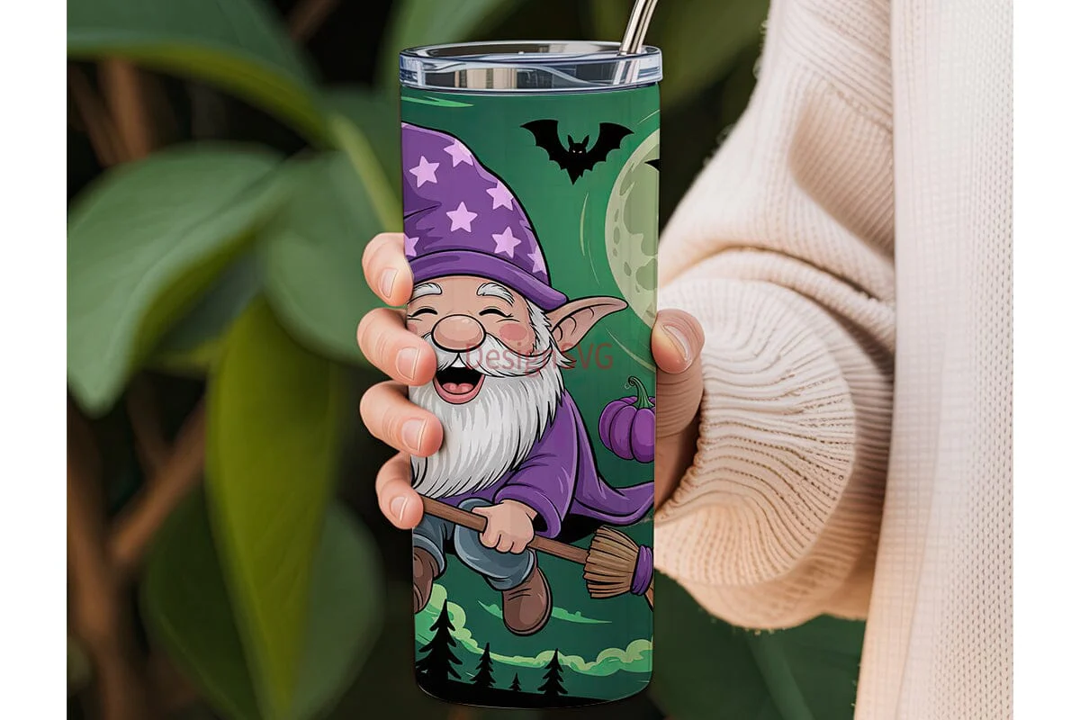 Halloween Gnome Wizard 20oz Tumbler Wrap - Image 3