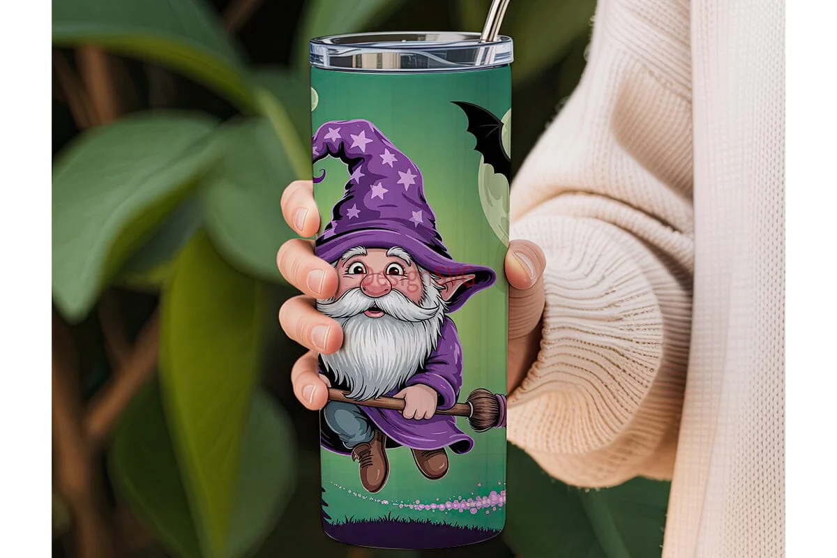 Halloween Gnome Wizard 20oz Tumbler Wrap - Image 3
