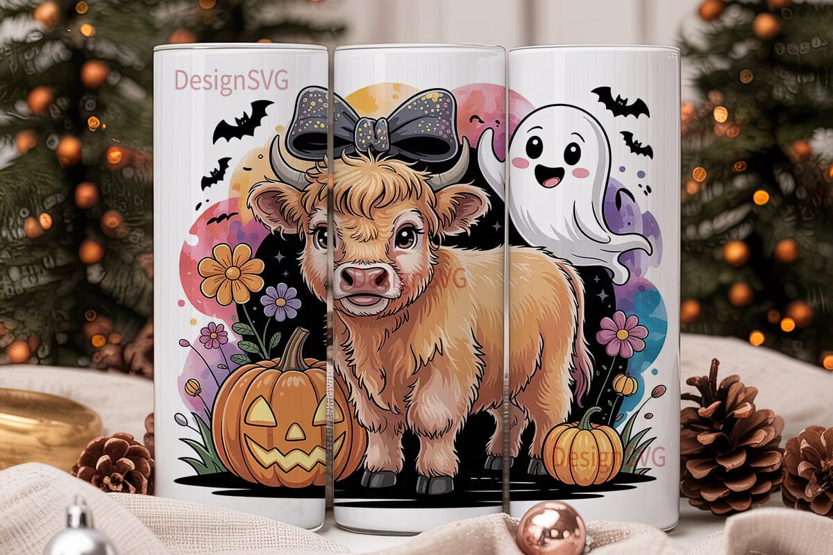 Halloween Highland Cow 20oz Tumbler - Image 2