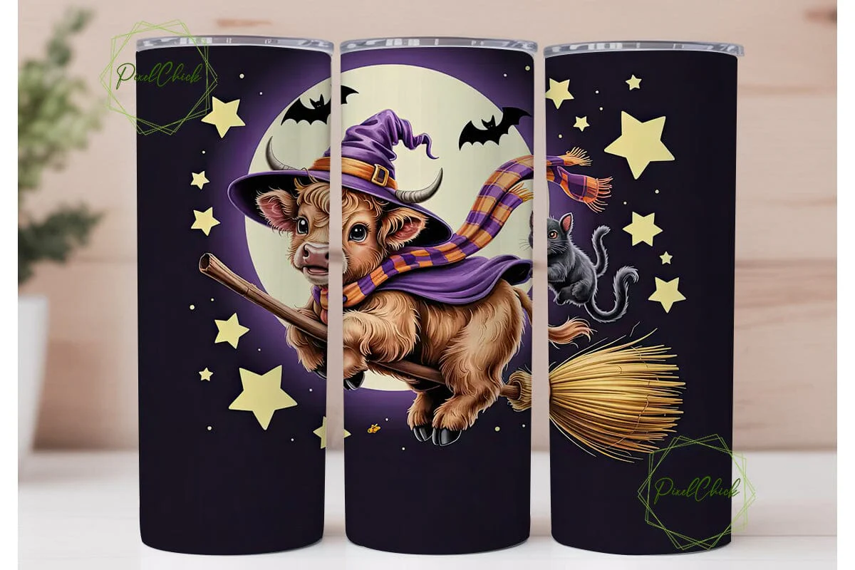 Halloween Highland Cow Tumbler Wrap - Image 2
