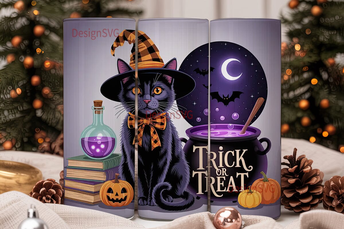 Halloween Witch Cat 20oz Tumbler Wrap - Image 2