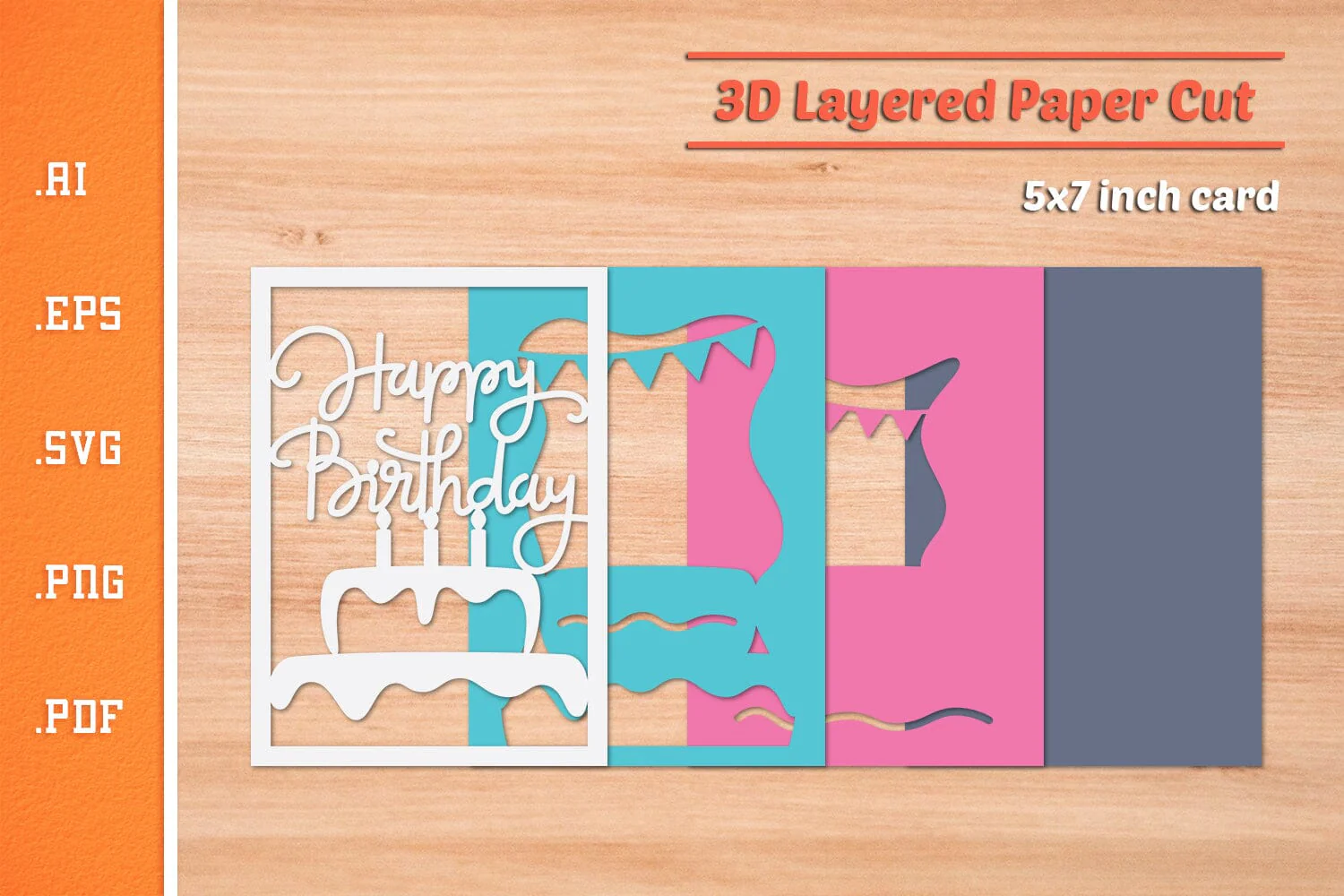 Happy Birthday - 3D Layered Paper Cut SVG - Image 2