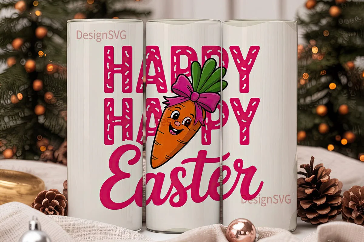 Happy Easter Carrot 20oz Tumbler Wrap - Image 2