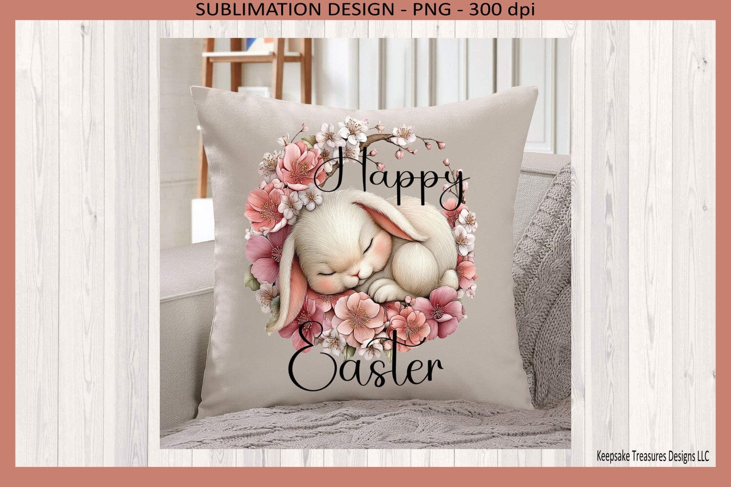 Happy Easter Sleeping Bunny, Easter Sublimation Png, Digital Download - Image 2