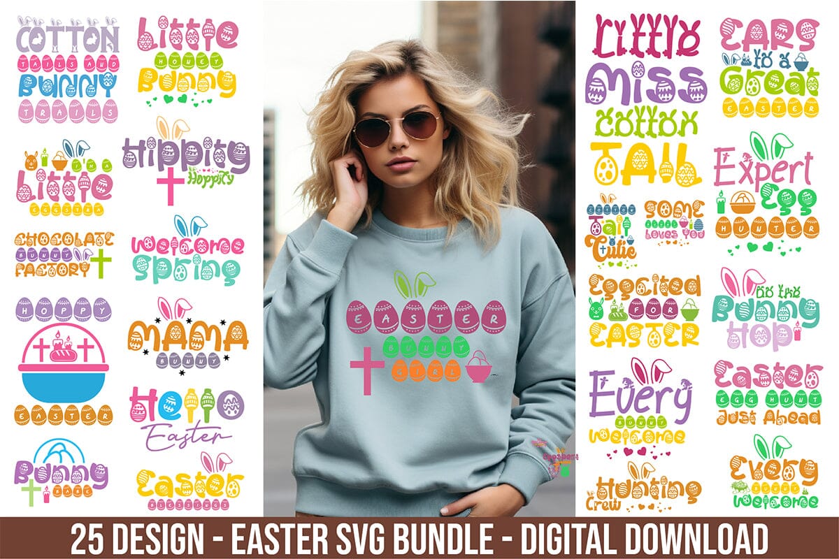 Happy Easter SVG Bundle, Easter SVG, Digital Files