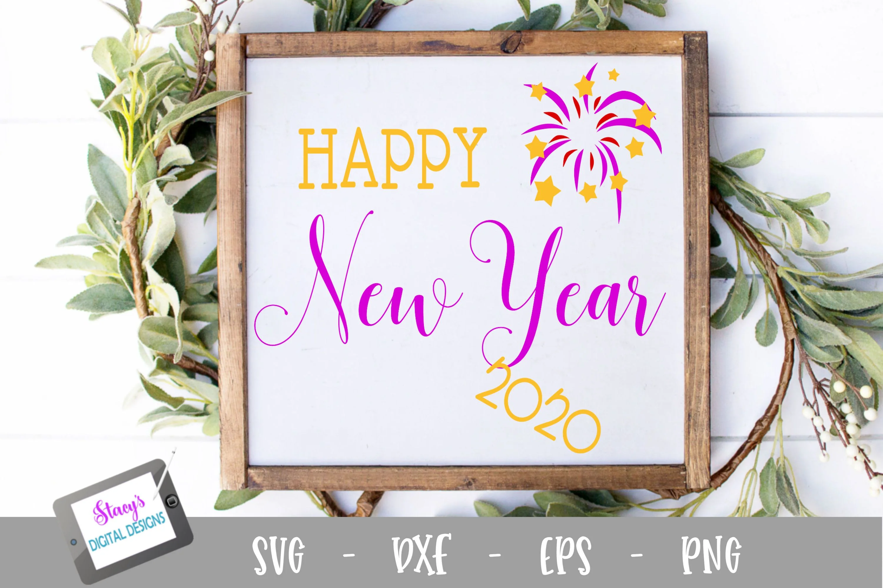 New Year SVG - Happy New Year 2020 with Fireworks