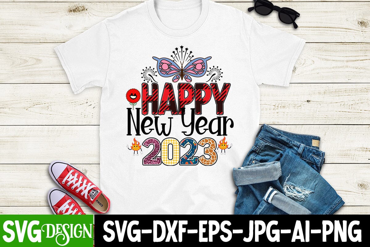 Happy New Year 2023 Sublimation Design PNG  , Happy New Year 2023 PNG , New Year Sublimation Bundle - Image 3