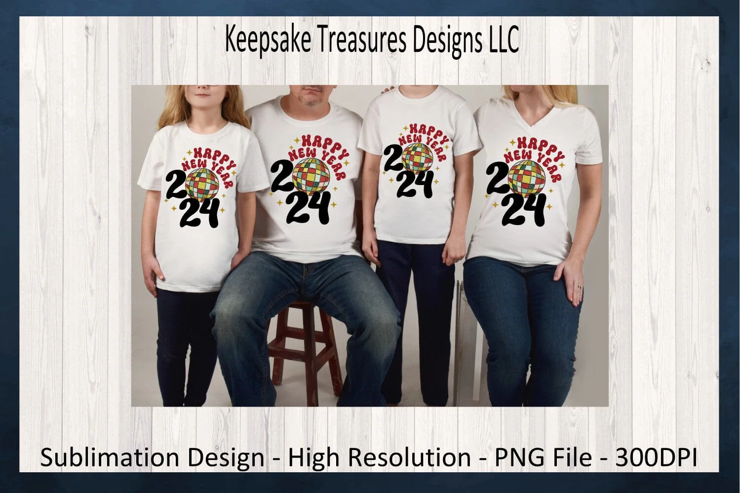 Happy New Year 2024, Retro Disco Ball, Sublimation PNG Printable, 2024 Happy New Year T-Shirt PNG, Digital Download, Printable PNG - Image 3