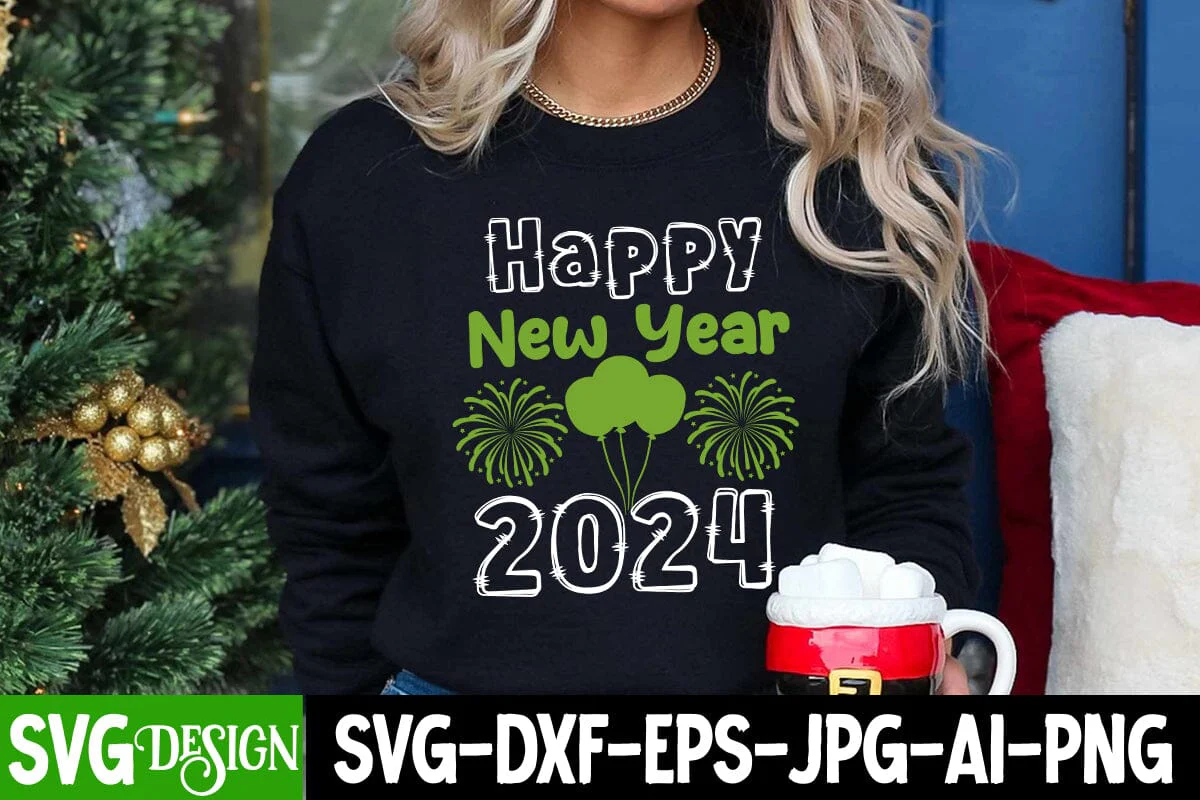 Happy New Year 2024 SVG Cut File, Happy New Year 2024 SVG Design, Happy New Year 2024 Sublimation Design, Happy New Year 2024 SVG Quotes - Image 2
