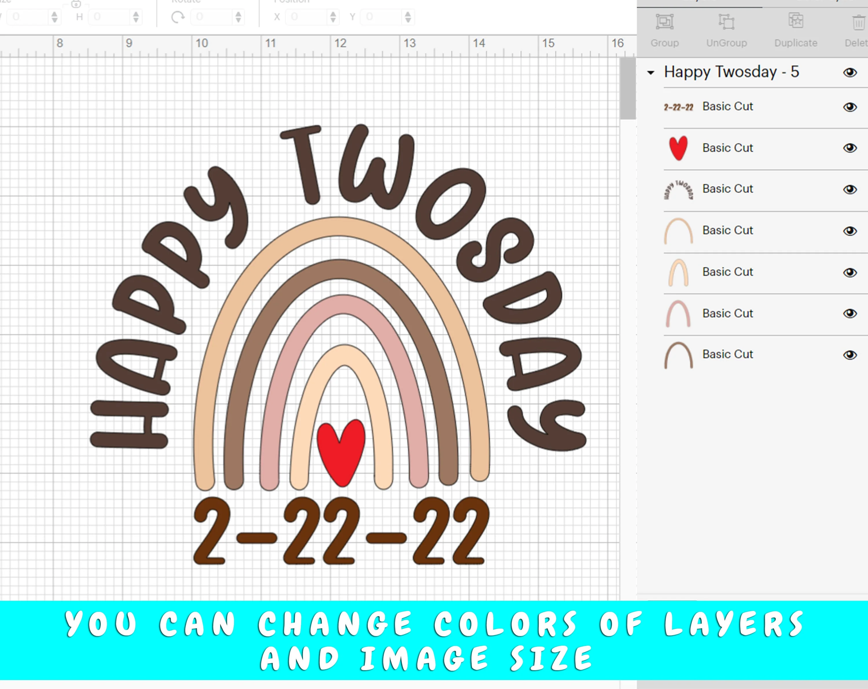 Happy Twosday Rainbow SVG, 22 February 2022 SVG Cut File - Image 4