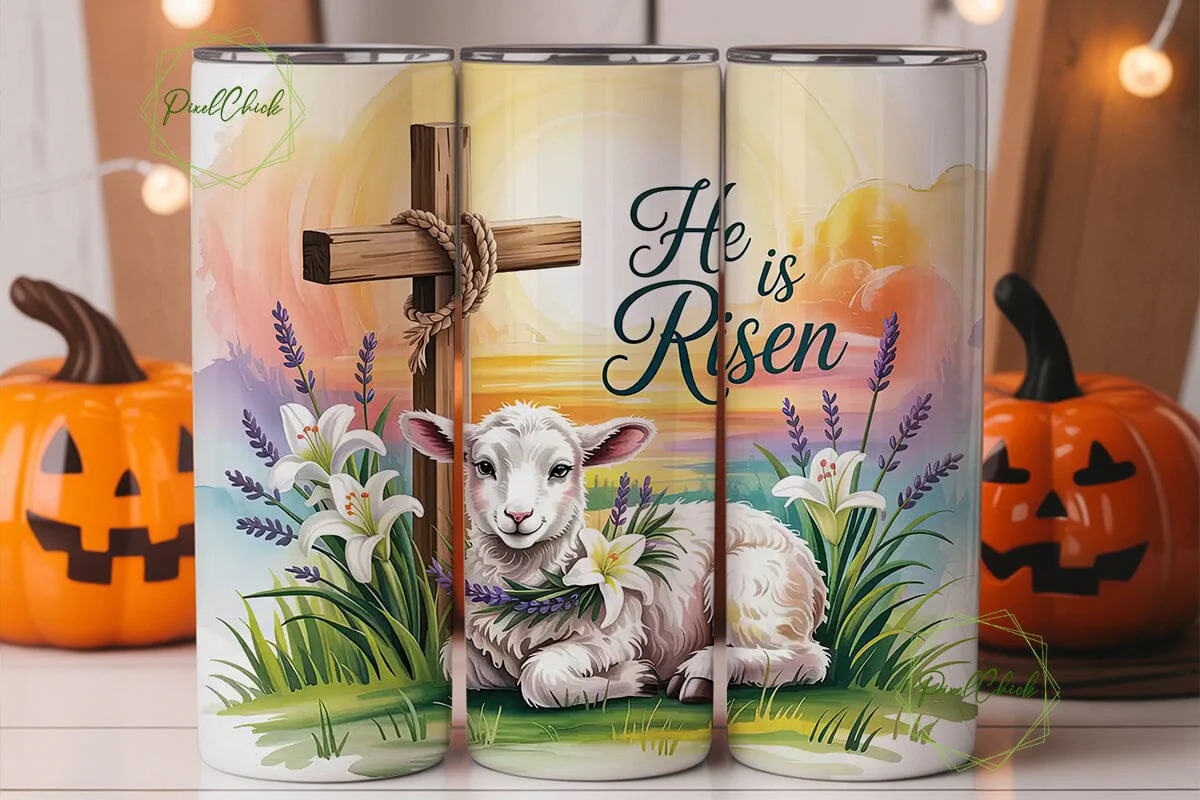 He Is Risen Lamb 20oz Tumbler Wrap - Image 2