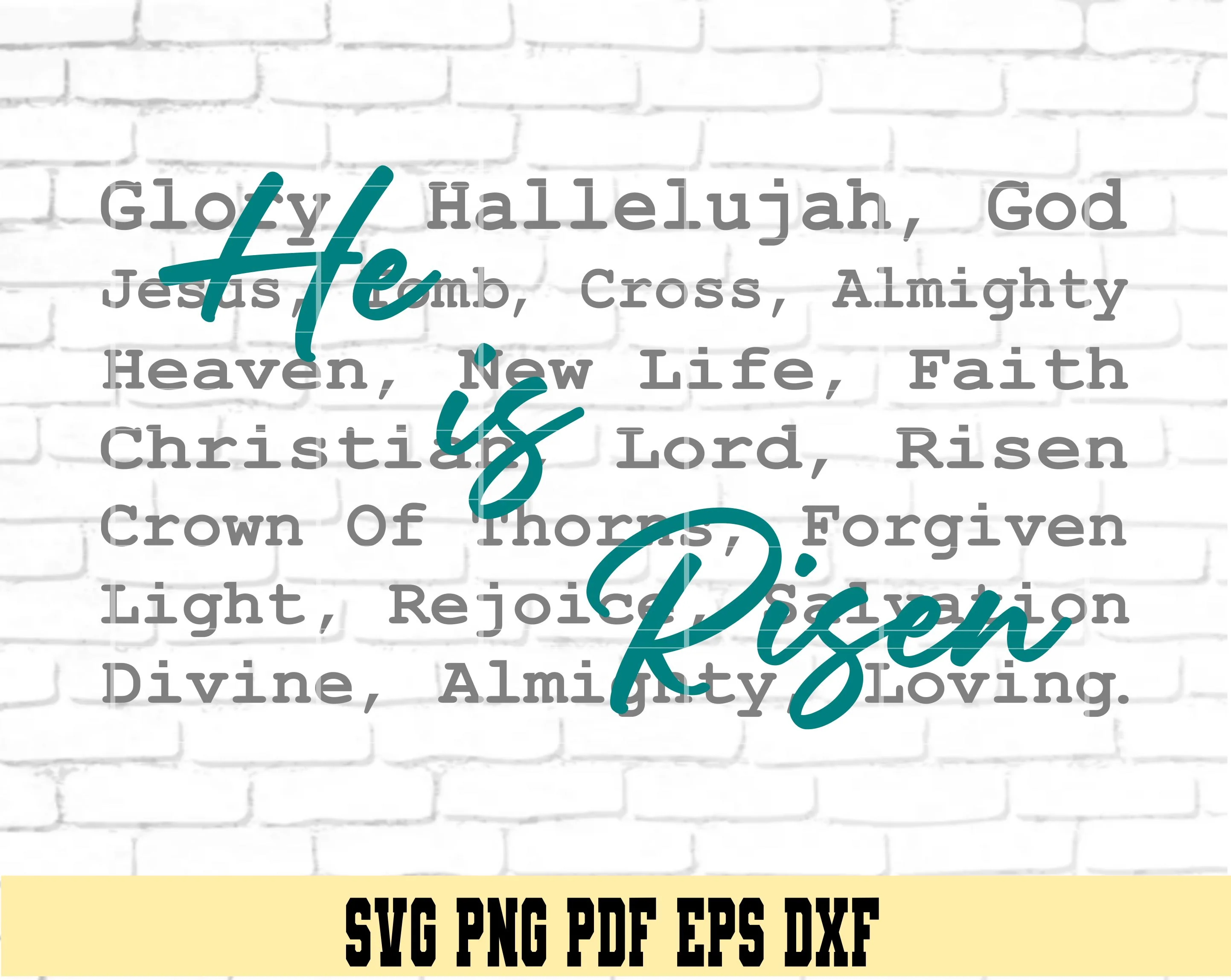 He Is Risen Words - Easter Sunday Design - Digital Cut File for Cricut - SVG PNG PDF DXF EPS - Image 2