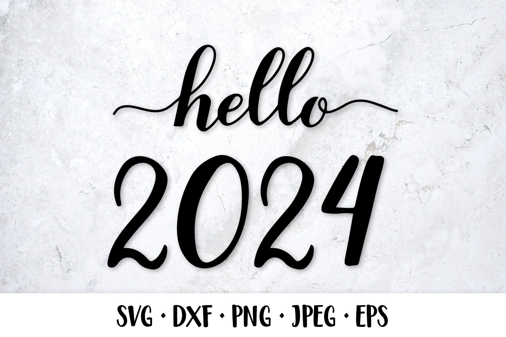 Hello 2024 hand lettered SVG. New Year shirt design