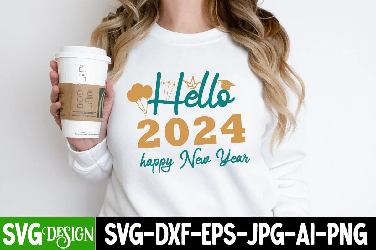 Hello 2024 Happy New Year SVG Cut File, Hello 2024 Happy New Year SVG Design ,  2024 Sublimation Design, New Year 2024 SVG Cut File, 2024 New Year SVG bundle,New Year SVG Design 2024 - Image 2