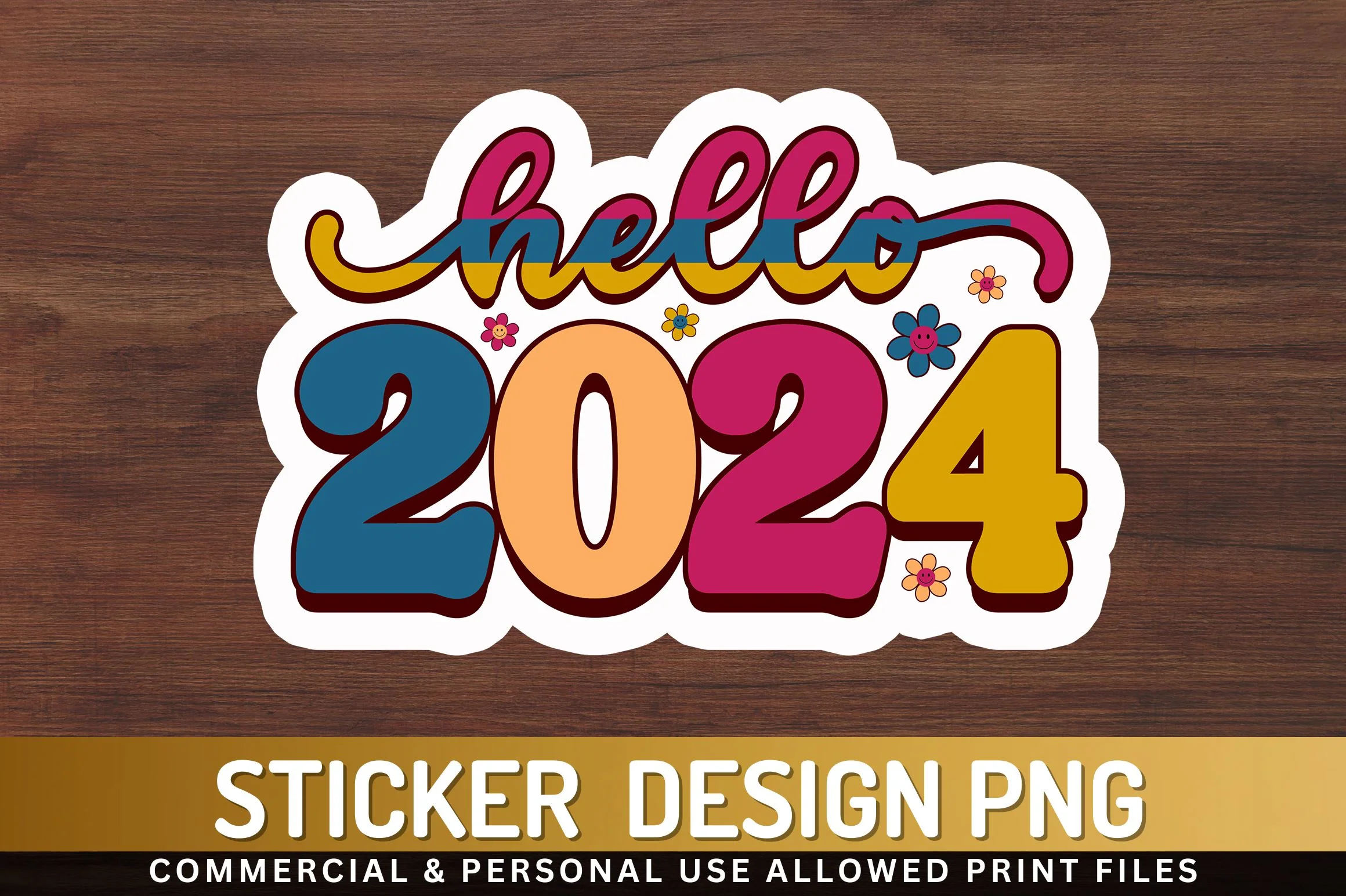 Hello 2024 Sticker Design