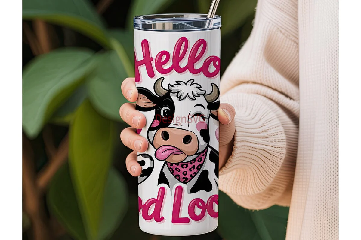 Hello Good Lookin' Cow 20oz Tumbler Wrap - Image 3