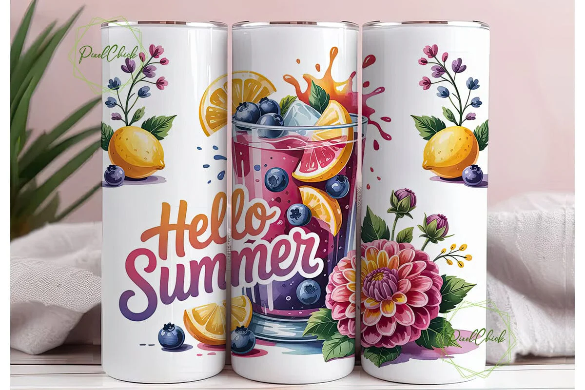 Hello Summer 20oz Tumbler Wrap - Image 3