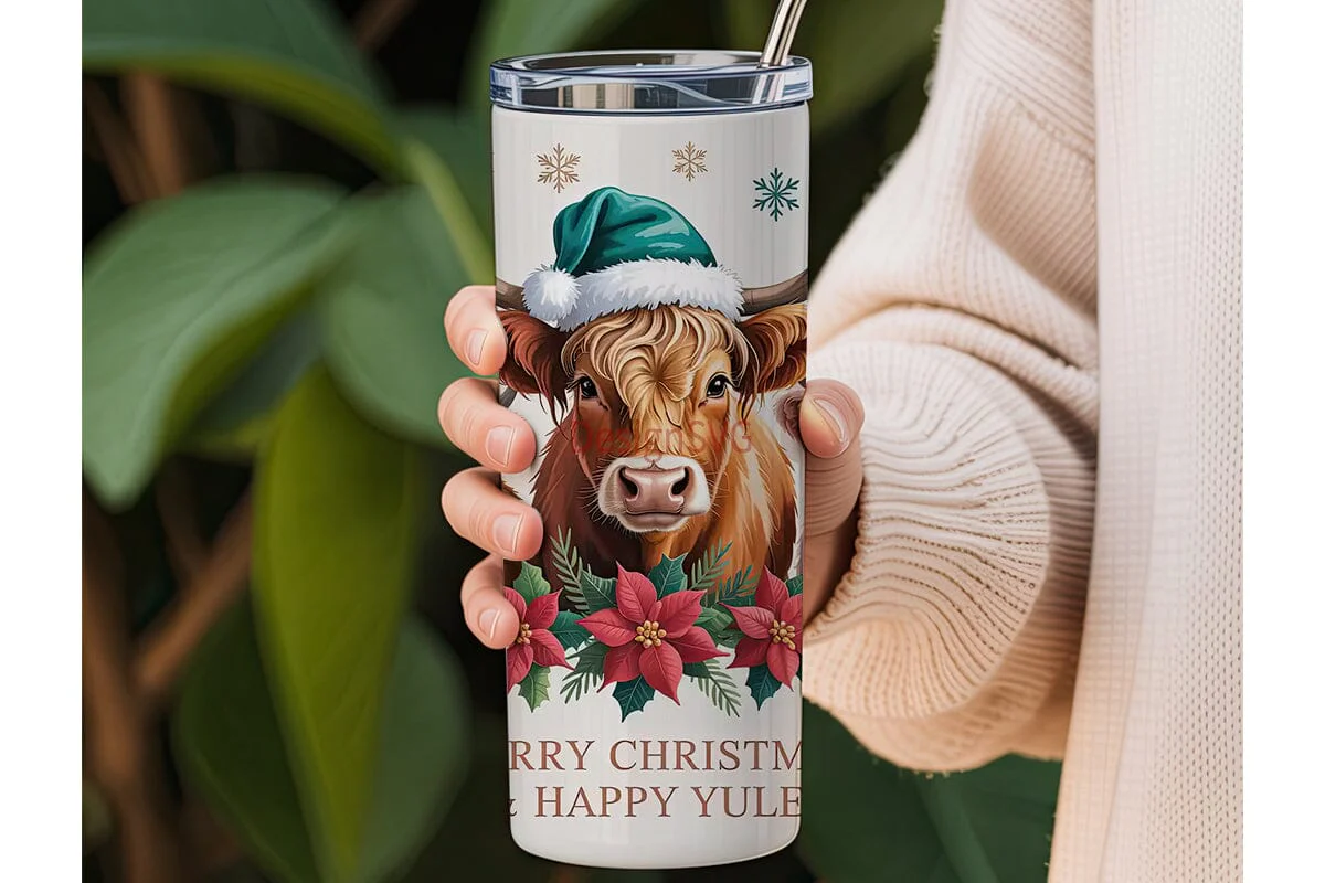 Highland Cow Christmas 20oz Tumbler - Image 3