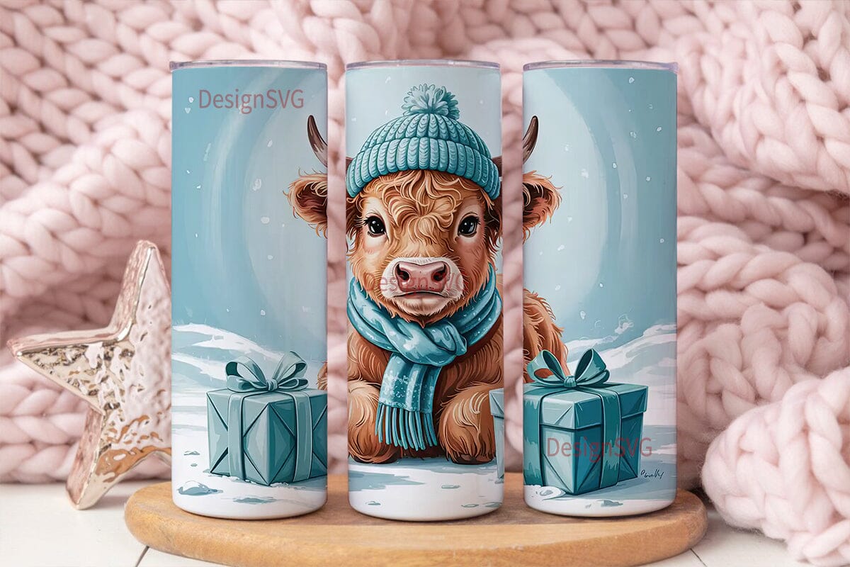 Highland Cow Christmas 20oz Tumbler Wrap