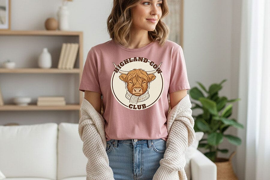 Highland Cow Club Png, Cute Highland Cow Logo Png, Western Farm Animal Design, Cozy Cow Clipart, Country Boutique Sublimation Graphic