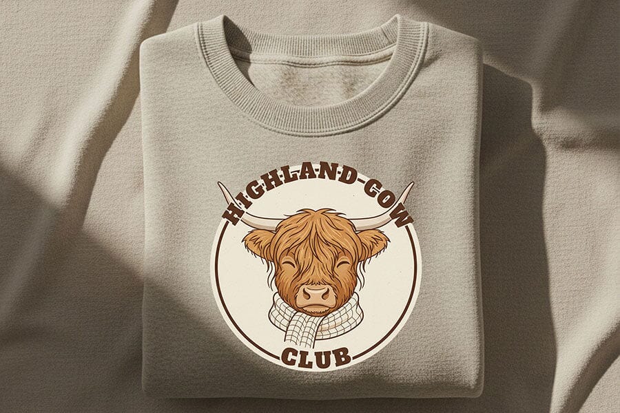Highland Cow Club Png, Cute Highland Cow Logo Png, Western Farm Animal Design, Cozy Cow Clipart, Country Boutique Sublimation Graphic - Image 6
