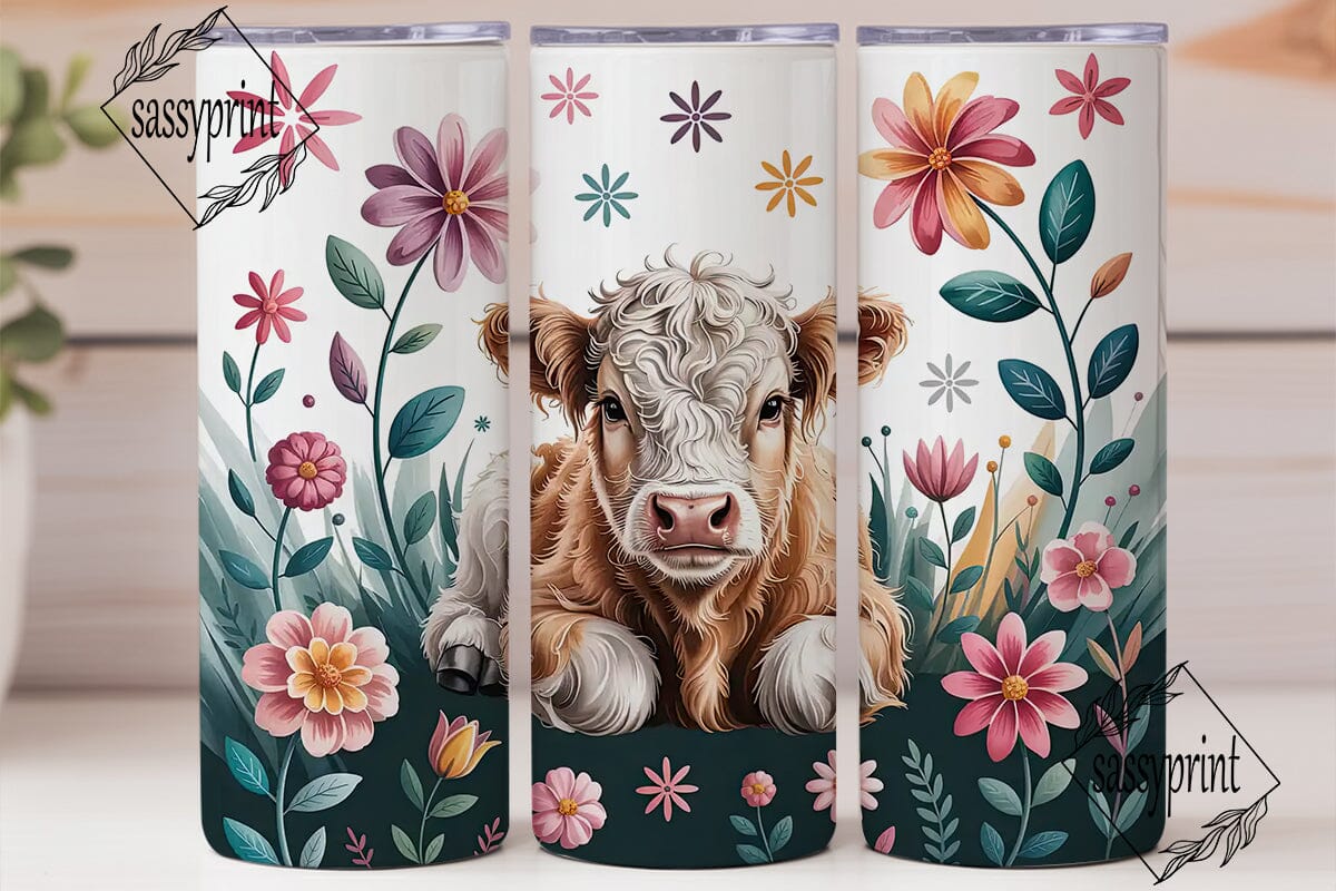 Highland Cow Floral Tumbler Wrap - Image 2