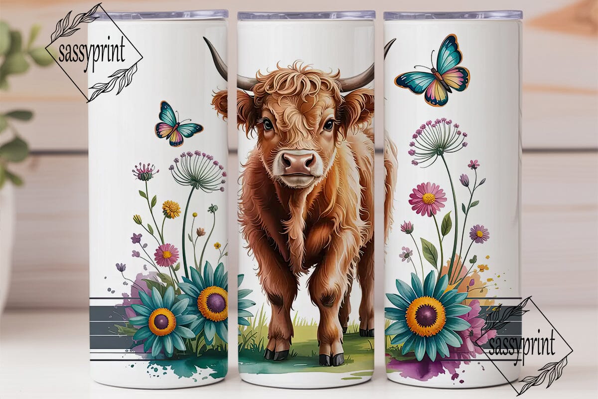 Highland Cow Floral Tumbler Wrap - Image 2