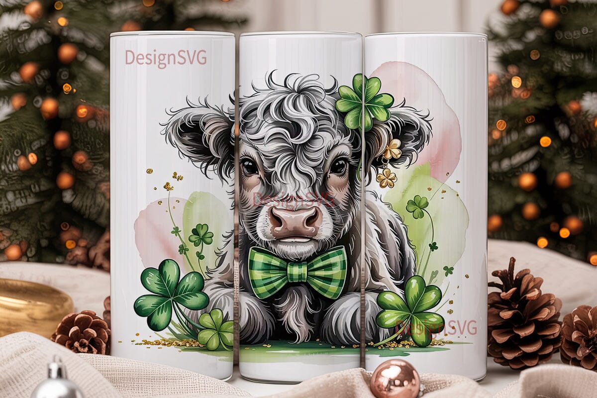 Highland Cow St. Patrick's Tumbler Wrap - Image 2