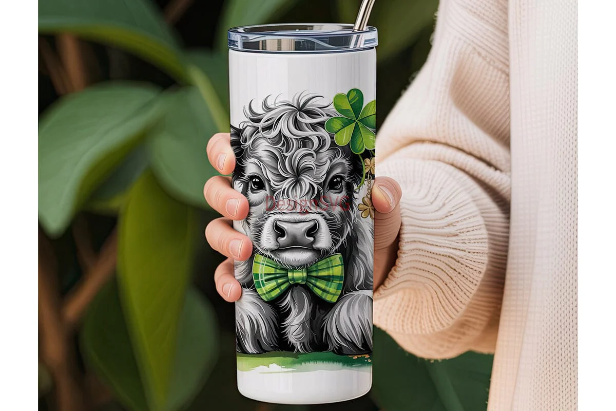 Highland Cow St. Patrick's Tumbler Wrap - Image 3