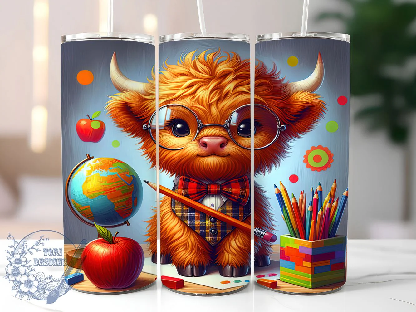 Highland Cow Teacher Tumbler, Highland Cow, Appreciation Design, Classroom Pride, Rustic Style, 20Oz Tumbler, Sublimation Wrap