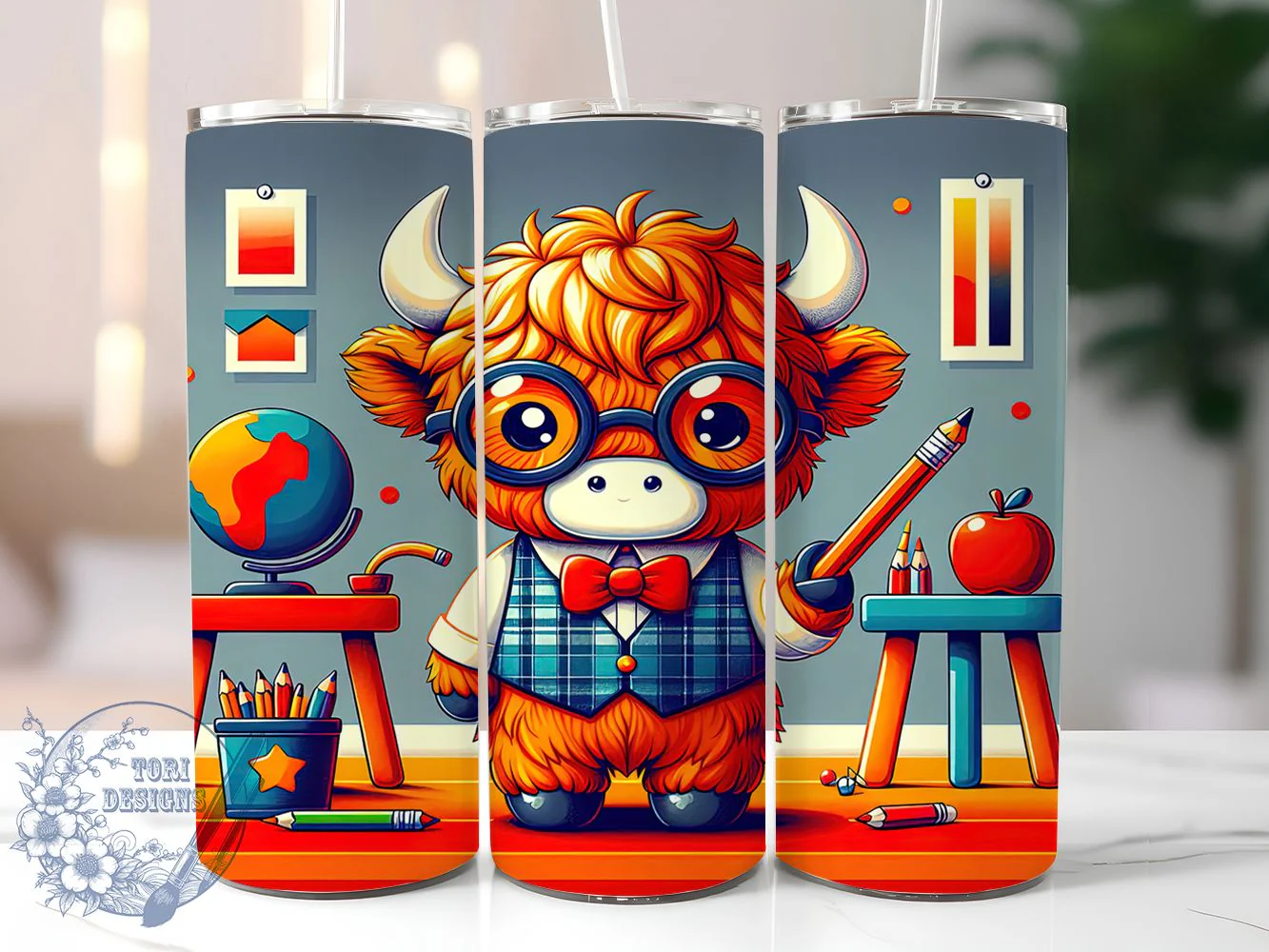 Highland Cow Teacher Tumbler, Highland Cow, Appreciation Design, Classroom Pride, Rustic Style, 20Oz Tumbler, Sublimation Wrap