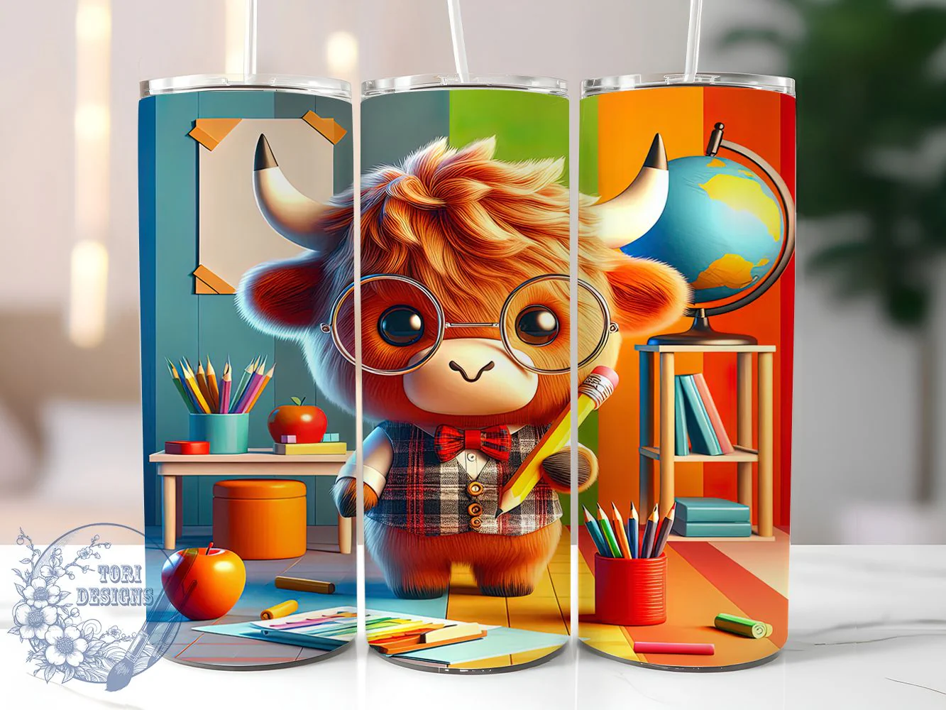 Highland Cow Teacher Tumbler, Highland Cow, Appreciation Design, Classroom Pride, Rustic Style, 20Oz Tumbler, Sublimation Wrap