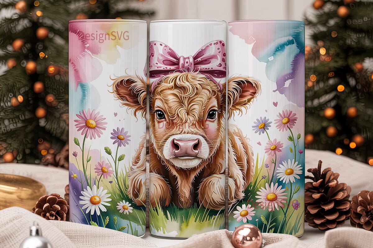 Highland Cow with Bow 20oz Tumbler - Image 2