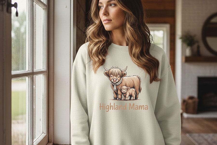 Highland Mama Png, Highland Cow Mom Png, Cute Cow and Calf Design, Farm Mom Sublimation Graphic, Western Mama Shirt Design - Image 2