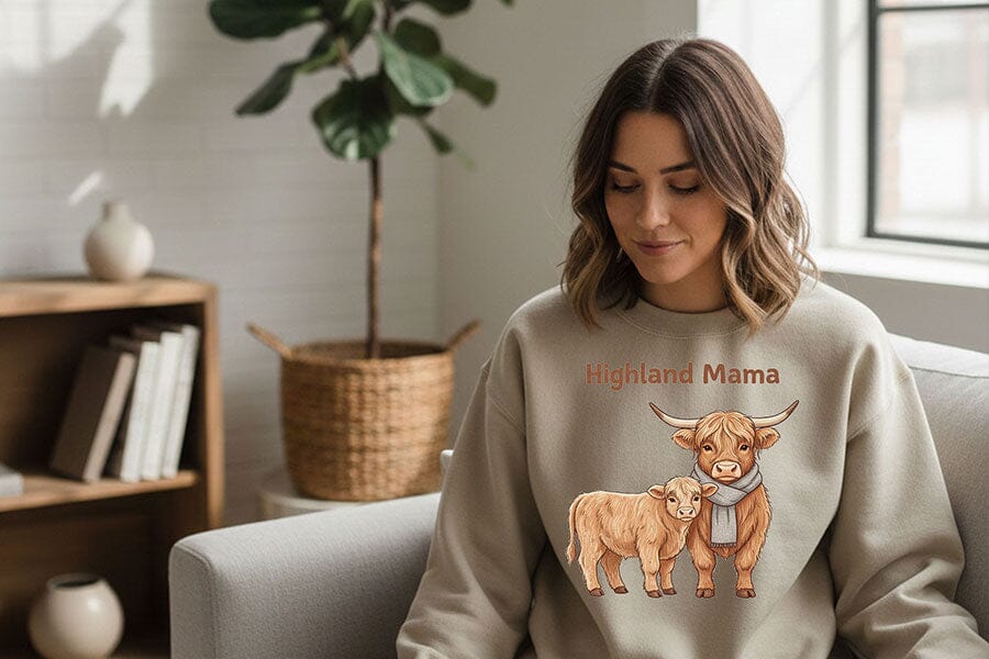 Highland Mama Png, Highland Cow Mom Png, Cute Cow and Calf Design, Farm Mom Sublimation Graphic, Western Mama Shirt Design - Image 2