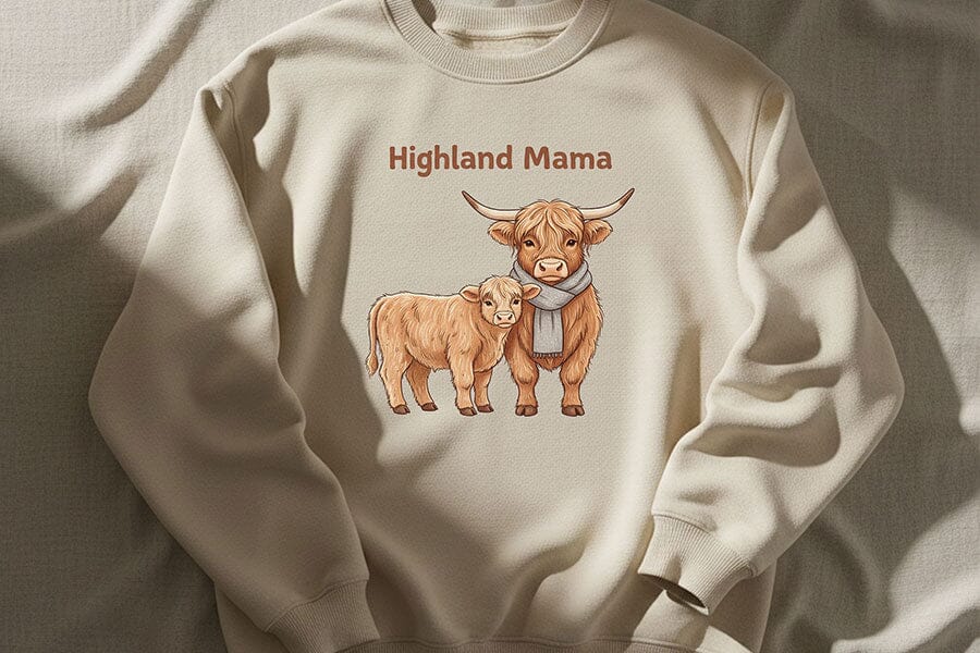 Highland Mama Png, Highland Cow Mom Png, Cute Cow and Calf Design, Farm Mom Sublimation Graphic, Western Mama Shirt Design - Image 4