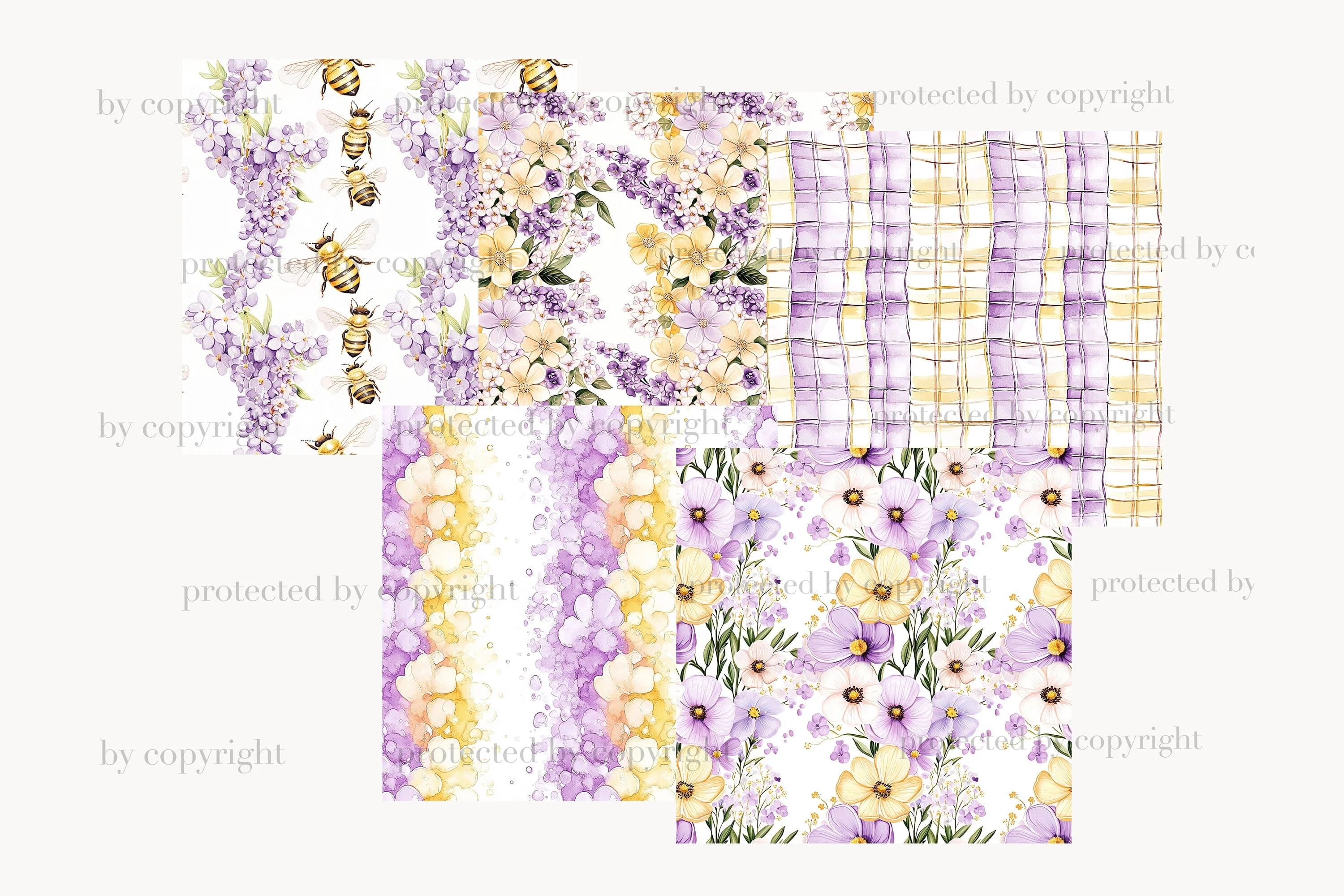 Honey Bee Digital Paper | Lavender Papers Honeycomb Patterns - Image 4