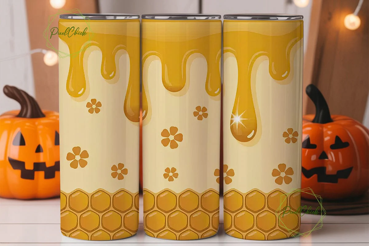 Honeycomb Honey Drips 20oz Tumbler Wrap - Image 3