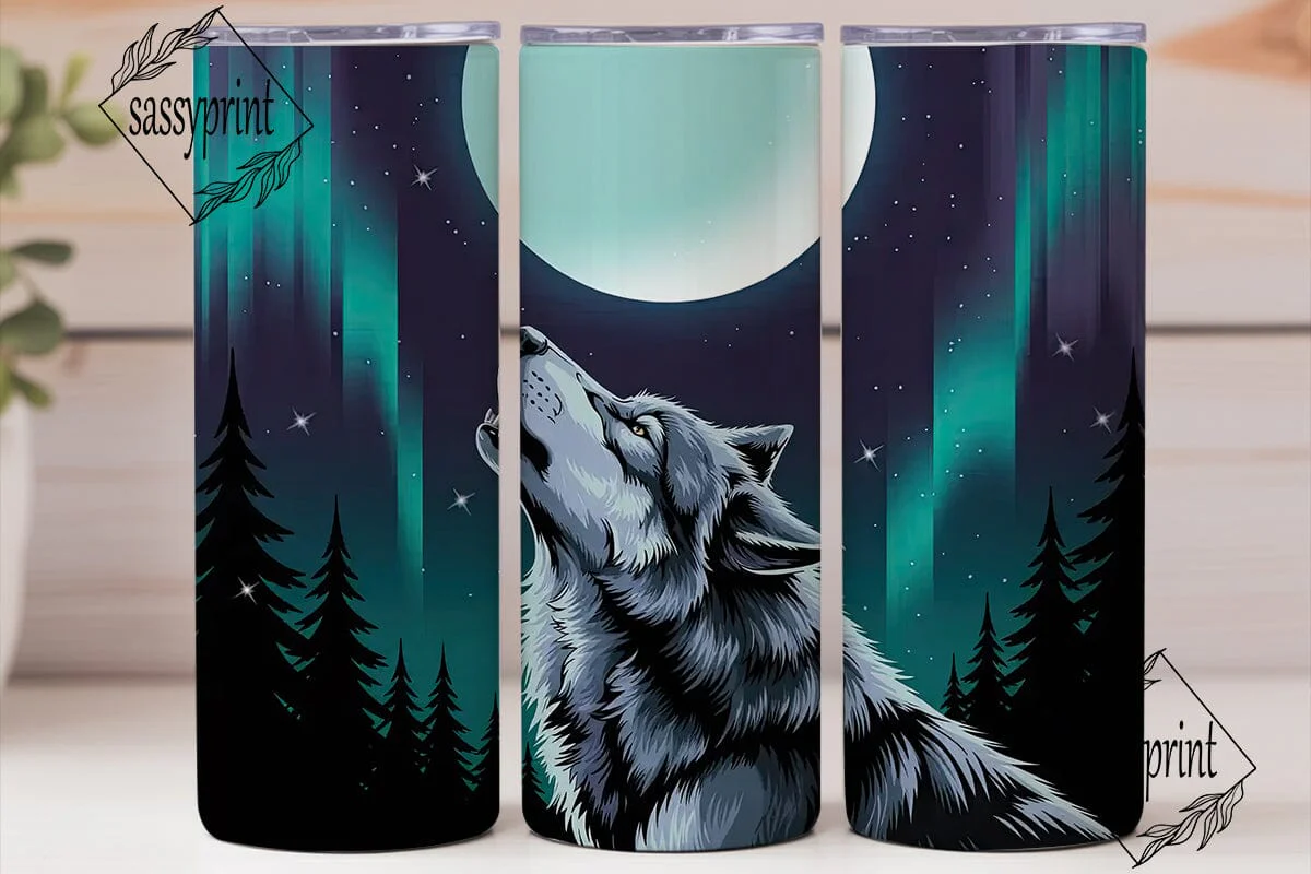 Howling Wolf Moon 20oz Tumbler Wrap - Image 2