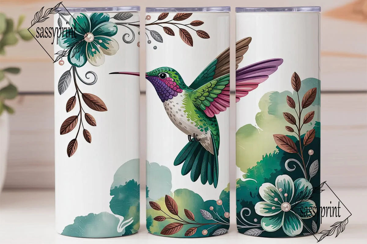 Hummingbird Floral 20oz Tumbler Wrap - Image 2