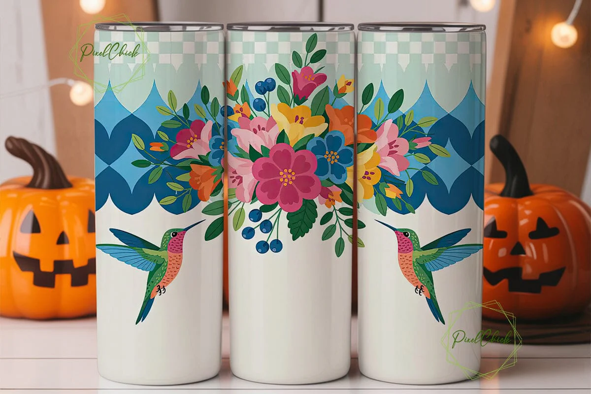 Hummingbird Floral Tumbler Wrap - Image 2