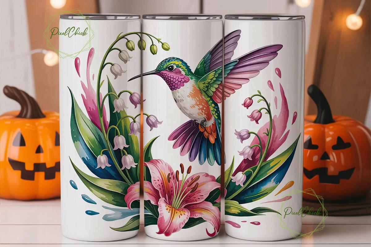 Hummingbird & Lily 20oz Tumbler Wrap - Image 2