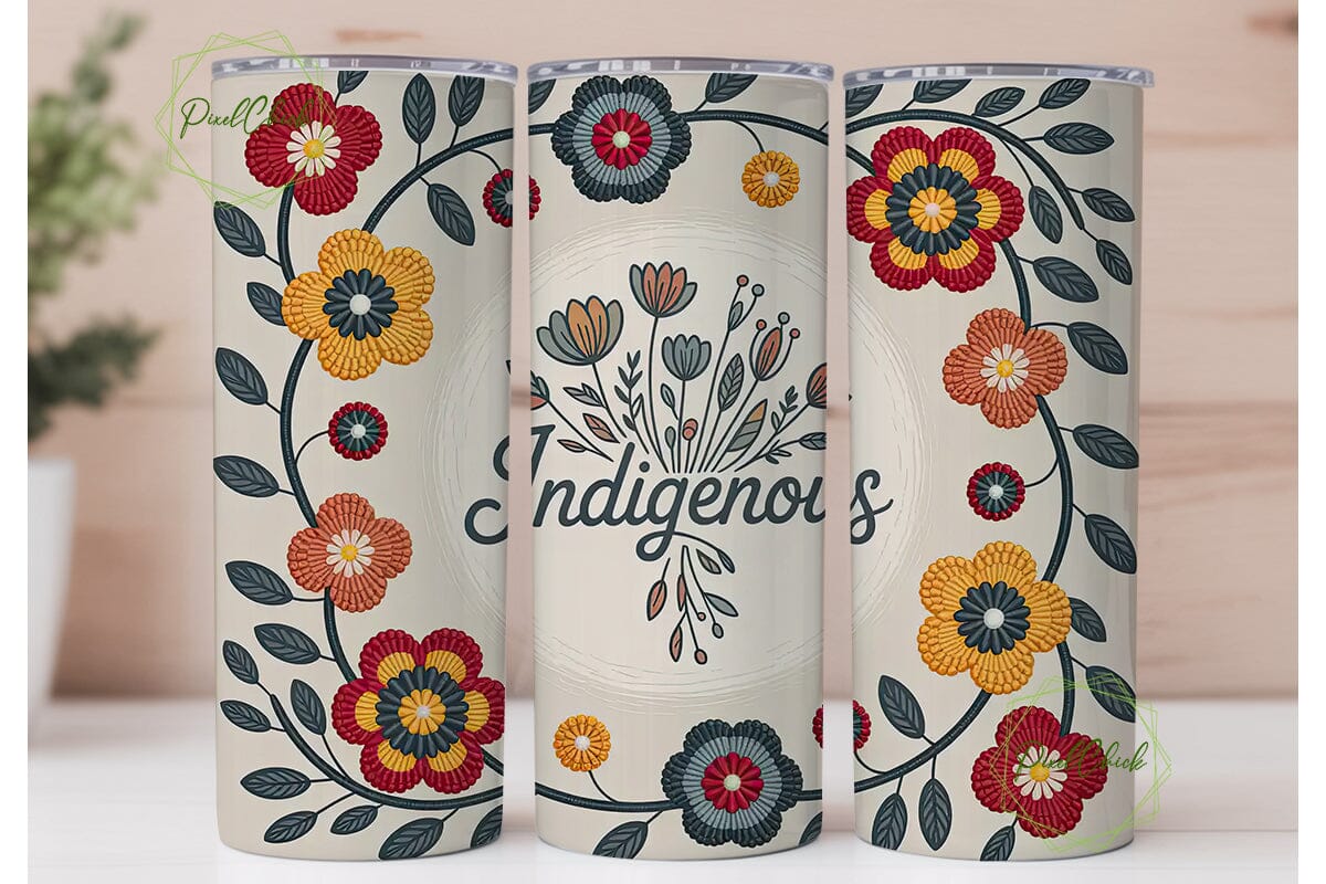 Indigenous Beaded Floral 20oz Tumbler