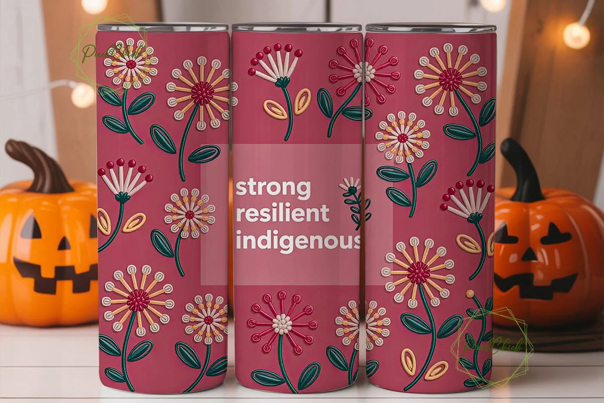 Indigenous Beaded Floral 20oz Tumbler - Image 2