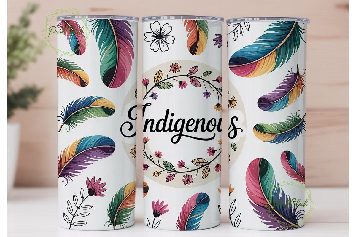 Indigenous Feathers Floral Tumbler Wrap