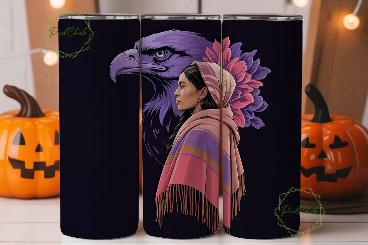 Indigenous Woman & Eagle 20oz Tumbler - Image 2