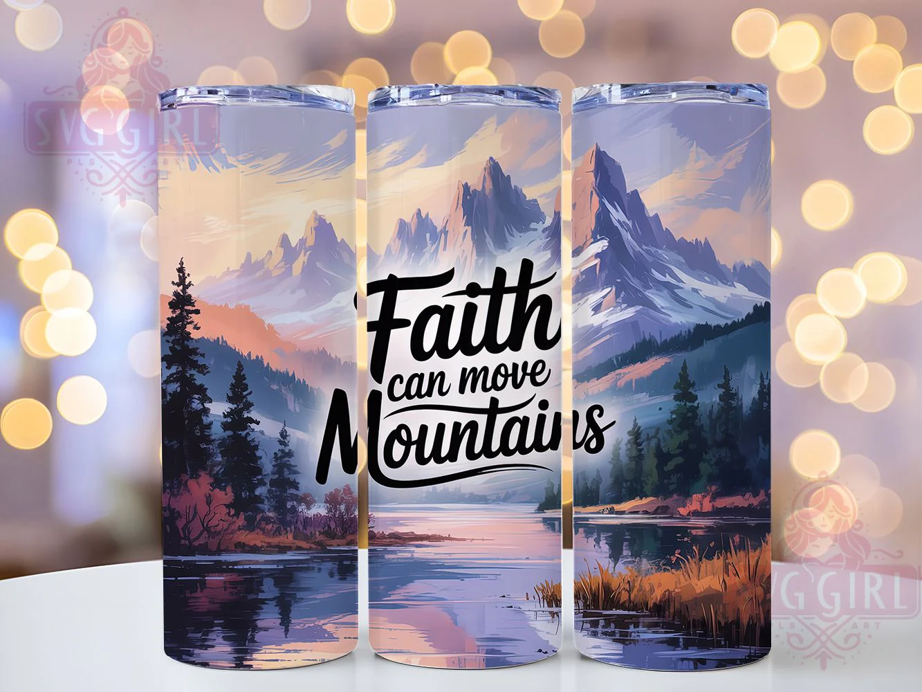 Inspirational Mountain Faith Tumbler, Christian Mountain Tumbler, Inspirational Scripture Wrap, Spiritual Faith Wrap, Whimsical Mountain Wrap, Sublimation Design, Trendy Gift Idea
