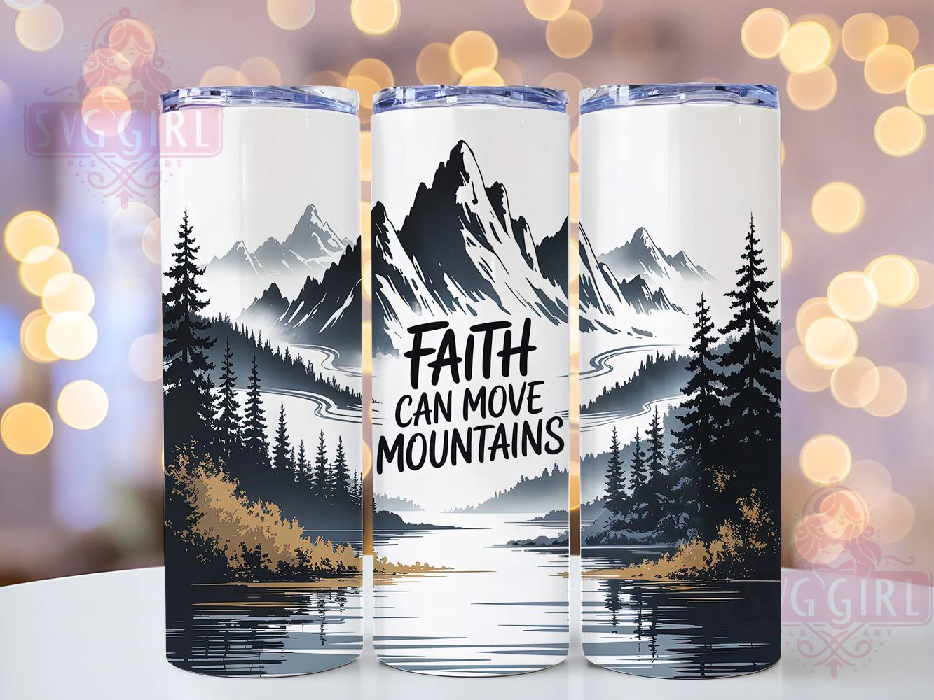 Inspirational Mountain Faith Tumbler, Christian Mountain Tumbler, Inspirational Scripture Wrap, Spiritual Faith Wrap, Whimsical Mountain Wrap, Sublimation Design, Trendy Gift Idea