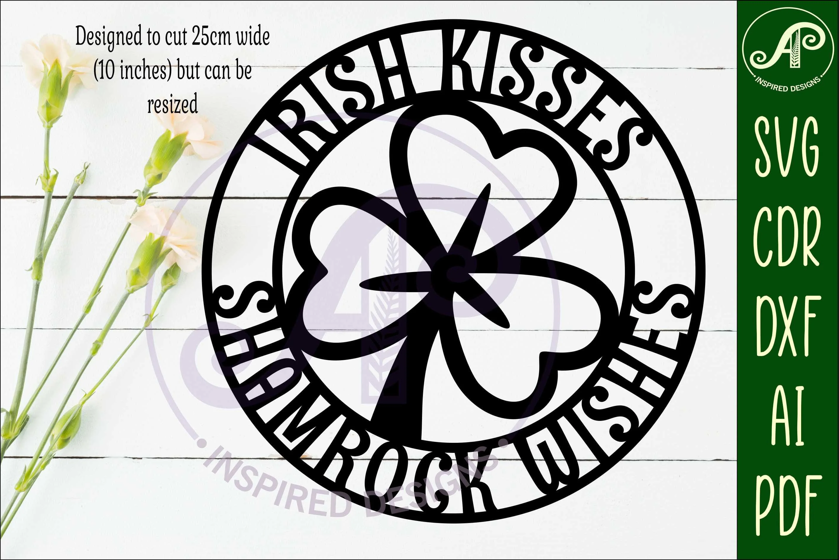 Irish Kisses and Shamrock Wishes St. Patrick's Day wall sign - Image 2